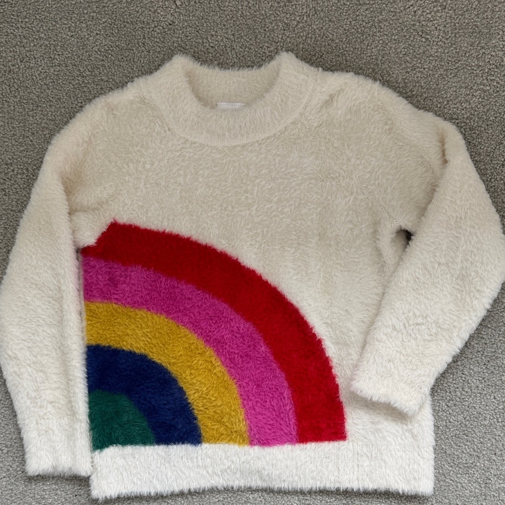 Hanna Andersson Cream Cozy Sweater with Rainbow Design